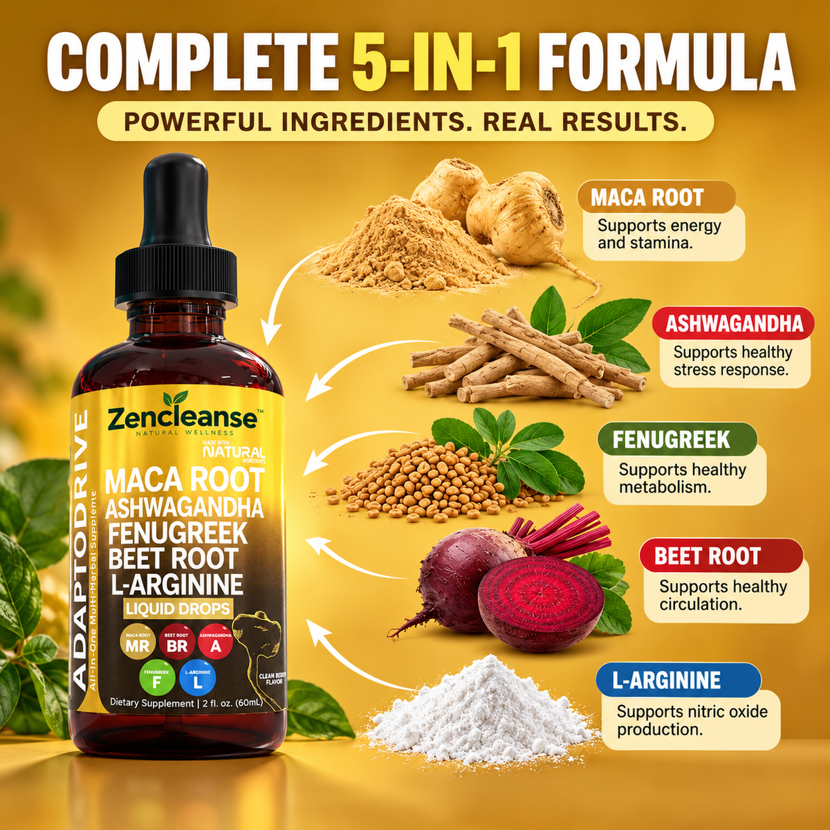 Zencleanse Adaptodrive™ 5-in-1 Liquid Wellness Drops