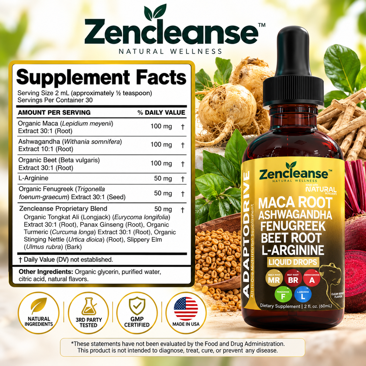 Zencleanse Adaptodrive™ 5-in-1 Liquid Wellness Drops